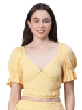 oxolloxo Women V-Neck Elasticated Nightwear Crop Top