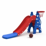 Amazon Brand – Solimo Castle Slide with Basketball for Indoor & Outdoor Use | for Kids 2-8 Years Old | Safe & Fun | Ideal for Boys & Girls | Toy for Kids | Easy Assembly