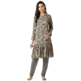 Indya Floral Georgette Round Neck Womens Regular Tunic (PSK00008-P)