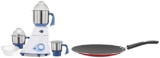 Preethi Blue Leaf Diamond MG-214 750 Watt Mixer Grinder | 3 Jars| Blue/White with Preethi Dura Concave Nonstick Tawa 28cm