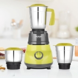 Borosil Max 500 W Mixer Grinder | Wet & Dry Mixing, Grinding & Blending | 3 Jars with PP Lid (1.2 L Blending, 0.8 L Grinder, 0.4 L Chutney Jar) | Mixie For Kitchen, Yellow | 2 Years Warranty