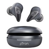 pTron Bassbuds Wave ENC Bluetooth 5.3 Wireless Headphones, 40Hrs Total Playtime, TruTalk AI-ENC Calls, Movie Mode & Deep Bass, in-Ear TWS Earbuds, Touch Control & Type-C Fast Charging (Cool Grey)