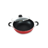 kyyte Non-Stick Alpha Kadai 24 cm Dia/2.5 Liters with Glass Lid.