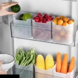 SPECIFY 6 Fridge Storage Boxes Multipurpose containers for Storage Space-Saving Refrigerator Side Door Organizer for Fridge Kitchen Fruits, Vegetables Storage Containers- Transparent