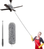 2025 Upgraded Long Handle Microfiber Feather Ceiling Duster for Dust Cleaning with extendable Pole 30-100 Inch with Anti Scratch Bendable Head Brush for Cleaning High Cobweb Stick high Ceiling Fan
