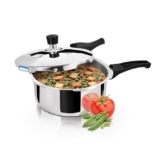 Milton ProCook Triply Pressure Cooker Stainless Steel with Outer Lid, 1.5 Litres, Induction and Gas Stove Compatible, Gasket Release System, 5 Years Warranty, ISI Certified, Silver