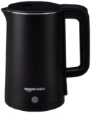 amazon basics 1.5 Liter Cool Touch Electric Kettle|1500 Watt|Stainless Steel Body|Auto Cut-Off|Triple Safety Protection(Black)