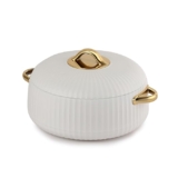 Cello Aurum Luxury Inner Stainless Steel Insulated Hot-pot 1250ml, White | Easy Grip Lid & Frim Twist Lock | BPA-Free, Durable, Suitable for Hot & Cold | Hot Box for Kitchen | Hot Pot for Home