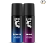 Beardo Power & Pride Perfume Body Spray 150ml x 2 (Set of 2) Get compliments with Long lasting Fougere, Aromatic Deodorant | Gift For Brother | Gift For Friends