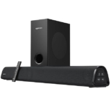 amazon basics C80SW Soundbar with Wired Subwoofer, 60W RMS, 2.1 Channel, Remote Control, BT v5.3, HDMI (ARC), Optical, Aux, USB, Compatible with TVs, Smart Phones, Tablets, PCs (Black