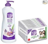 BOROPLUS Body Lotion for Nourishment (Normal Skin) 400 milliliters & Antiseptic and Moisturising Bathing Soap, 125g (Pack of 6)