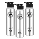 Pigeon Inox Hydra 900 ml Sipper (Pack of 3, Black, Steel/Chrome, Steel)