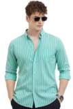 U TURN Men’s Casual Printed Striped Stylish Latest Formal Shirt for Men