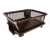 Plastic Durable Kitchen Drainer Dish Rack Organizer/Drying Tray, Dish Rack with Drying Tray (Green, 45 x 32 x 18 cm, Brown)