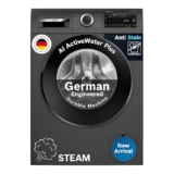 Bosch 9 kg 5 Star Front Load Fully-Automatic Washing Machine, AI ActiveWater, 14 Wash Programs, Removes 99.9% Germs with Steam, No Tangle or Wrinkle, SoftCare Paddle, Black Grey, WGA1420TIN
