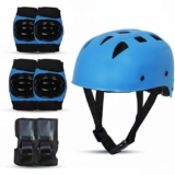 Protoner Kids Skating Protection Kit with Helmet, Knee Pads, Elbow Pads and Wrist Guards,Multiple Colors & Sizes (Blue, Small)