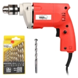 WONDERCUT WC-ED-10-R-CMB Drill Machine 10mm With Free 13Pcs HSS Drill Bits & 1Pc Masonary Bit Combo, Red