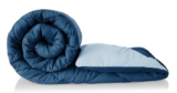 HOMEKART 220 GSM Solid Plain Reversible Summer Microfiber AC Comforter/Duvet| All Season Single Size 3 Layered Quilted Blanket for Single Bed (220 cm x 152 cm, Teal Blue and Grey)| TC – 250