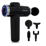 Lifelong Gun Massager for Pain Relief with 4 Heads & LCD Touch Display – Battery Powered – Deep Tissue with 6 Speed Settings for Percussion for Full Body (LLGM171, Black)