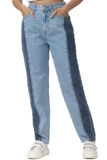 FOREVER 21 Womens Color Blocked Straight Fit Straight Fit Jeans