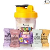 Bevzilla Instant Milkshake Cubes & Bottle Pack With 8 Milkshake Cubes (2 Cubes Each Flavour) | Strawberry, Butterscotch, Choco Hazelnut & Vanilla Creme Flavour | BPA Free Shaker 500 Ml Leak Proof