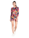 CHKOKKO Women Printed Track Suit Regular Fit Crop Top Shorts Co-Ord Set