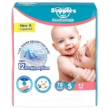 Amazon Brand – Supples Premium Baby Diaper Pants | 78 Baby Diapers | Small | 4-8 Kg | 12 Hrs Absorption | Cushiony Cotton Soft Fabric | Phthalates-Free | Triple Leak Guard
