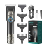 VGR V-963 Professional Rechargeable Cordless Beard Hair Trimmer Kit with Dual Motor, 3 Guide Combs Brush USB Cord for Men, Family or Pets 0mm Bald Head Clipper Runtime: 200 min 1500 mAh Li-ion Battery