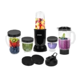 Faber Sportz Blender FSB 5-in-1 Nutrifit Nero|400W|100% Copper Motor|Detachable SS Blade|5 PC Jars 1L+500ML+500ML Mug+300ML+300ML Dessert Cup|Dry & Wet Grinding|Nutri Blender Smoothie|2 Year Warranty