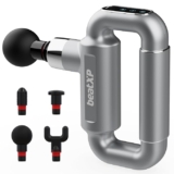 beatXP Bolt Plus Massage Gun | Body Massager | Touch Display – 8mm Deep Percussion Muscle Massage Gun for Full Body with 4 Attachments & Up to 1 Year Warranty (Silver)