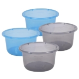 Kuber Industries Pack of 4 Bath Tub | Multipurpose Bath Tub | Tub for Bathroom-Feeding Pan-Washing Clothes | Washing Tub | Bathing Bathroom Tub | 25 LTR | Transparent | Blue& Gray