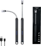 PRIMESKY® Electric Lighter for Candles Rechargeable Stainless Steel Gas Lighter/Plasma Lighter Flameless Windproof USB Lighter 360 Deg Flexible Neck Arc LighterFor Kitchen,Barbecue,Gas Stove