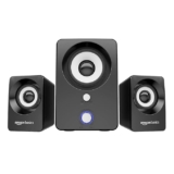 amazon basics Multimedia Speaker | USB Powered | Wired Desktop Speakers with Powerful Bass | Built-in Subwoofer (Black)