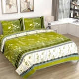 ViVAN : Era of Warmt & Comfort Microfiber Double Bed Sheet with 2 Pillow Covers Breathable Wrinklefree and Soft Touch Floral Printed (Green)