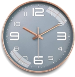 TEKCOOL Wall Clock 12″ Silent Quartz Decorative Latest Wall Clock Non-Ticking Classic Clock Battery Operated Round Easy to Read for Room/Home/Kitchen/Bedroom/Office/School – Analog, Plastic Grey Gold