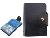 Kraptick 20 Slots Cardholder with Double-Sided Slots, Wallet for Cards, ATM, Debit, Credit Cards Holder, Unisex Wallet with Leather Design (Black)