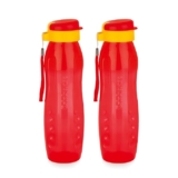 ATTRO Drinkware 1-Liter BPA-Free Water Bottle with Leak-Proof Flip-Top Cap, Nylon Strap and Stylish Color for Daily Hydration Set of 2- Red