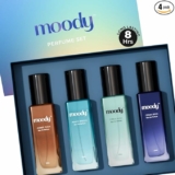 Moody Premium Perfume Gift Set for Men | Eau De Parfum | Long Lasting EDP Fragrance Scent Up To 8 Hours | Birthday Gift for Men | Amber Oudh, Aquatic Breeze Perfume Gift for men Pack of 4x20ml