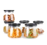 NARIYA Plastic Transparent Curve Airtight Kitchen Storage Round Design Leak proof Multipurpose Grocery Storage Containers for Home and Kitchen|Handi Shape container (pack of 6,Black)