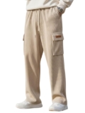 SMOWKLY Men’s Corduroy Pants | Men’s Casual Trouser Regular Fit | Elastic Waist Drawstring | Relaxed Fit Stretchable & Comfortable Textured Fabric Cargo Pant for Men