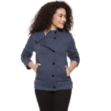 Campus Sutra Women’s Regular Fit Cotton Jacket for Winter Wear | Standing Collar | Full Sleeve | Buttoned | Casual Jacket for Woman & Girl | Western Stylish Jacket for Women