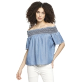 Pepe Jeans Women’s Round Neck Textured Off Shoulder Regular Fit Top