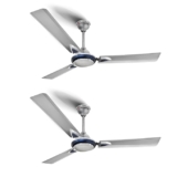 Longway Brezza 1200 mm (48″) Anti-dust, 400 RPM, High Speed 3 Blade Ceiling Fan (Silver Blue,Pack of 2)