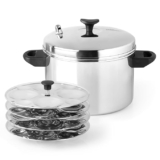 SPRINGWAY Stainless Steel Idly Maker – 4 Plates, Energy Saving, Dishwasher Safe, Induction & Gas Compatible