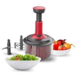 Lifelong Push Chopper 1600ml with Whisker & Salad Spinner | Versatile Multi-Purpose Vegetable, Onion, and Garlic Chopper, Essential Manual Kitchen Cutter for Effortless Meal Preparation
