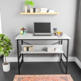 FURLAY Ark Office Desk and Study Table | 1 Year Warranty | Metal and Engineered Wood Desk for Adults & Students (White)