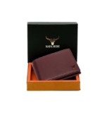 NAPA HIDE Maroon Leather Wallet for Men I Handcrafted I 4 Credit/Debit Card Slots I 2 Currency Compartments I 1 Transparent ID Window