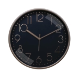Amazon Brand – Solimo Embossed Metallic Analog Wall Clock, Silent Sweep, Numeric Time Indicator (12 Inches, Black and White)