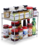 AB99 COLLECTION Stainless Steel 2 Tier Rack for Kitchen, Spice Rack for kitchen, Container Organizer, Utensils Dish Jar Holder Rack, Glass Holder, Countertop Rack, Kitchen Pantry Storage Organizer