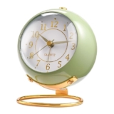 Tetino Analog Alarm Clocks,Retro Backlight Cute Simple Design Small Desk Clock W/Night Light,Silent Non-Ticking,Battery Powered,for Kids,Bedroom(Green)-Alloy Steel,3.5″